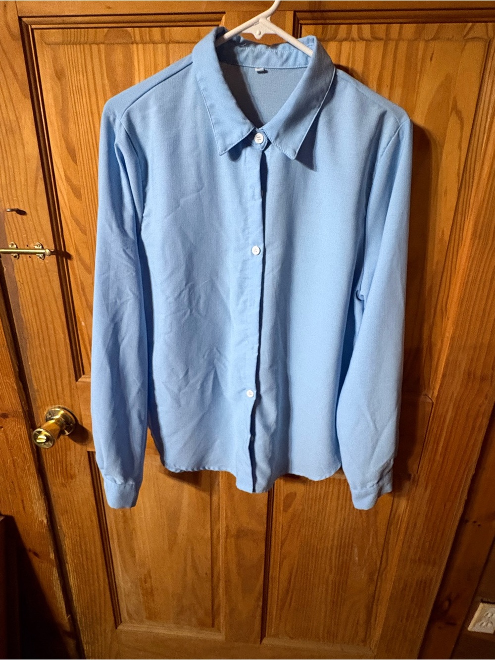Light Blue Button-Down Shirt - Women's Classic Collar